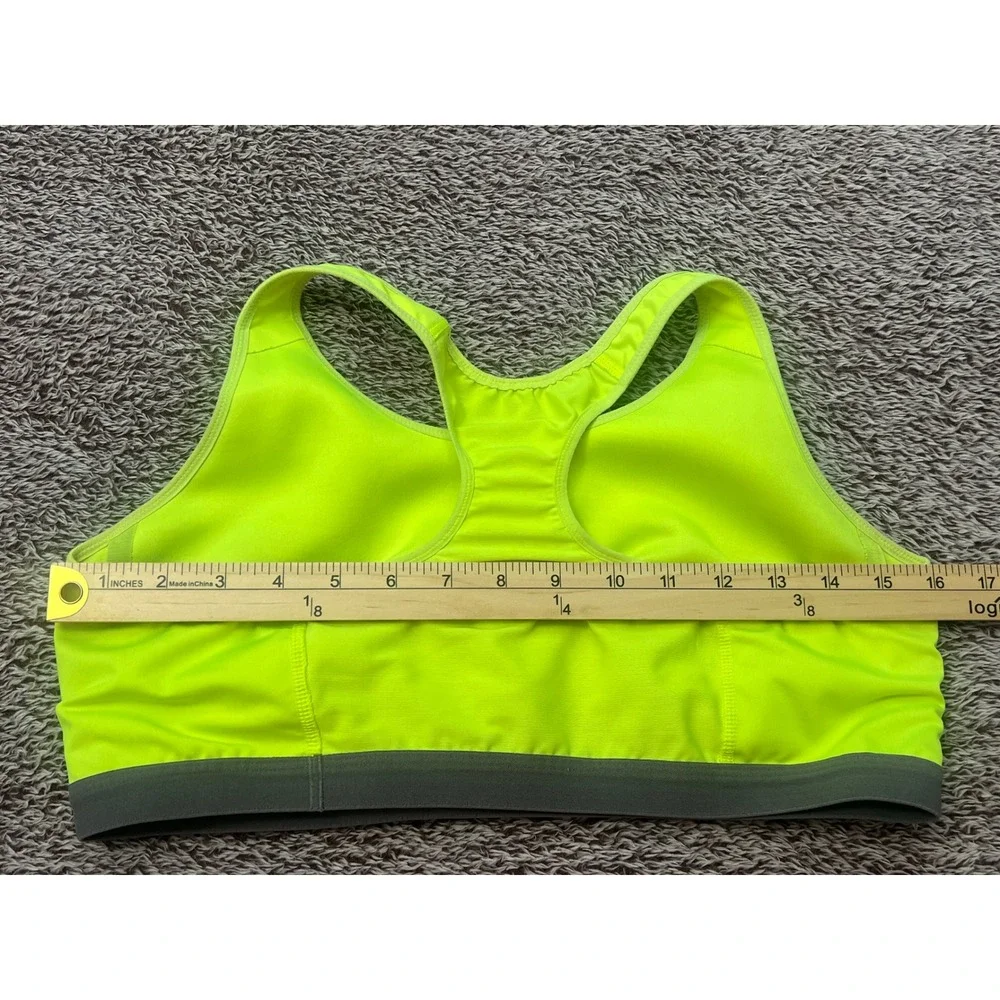 Nike Dri-FIT Racerback Sports Bra Neon Yellow Volt Grey XL Womens Workout Top